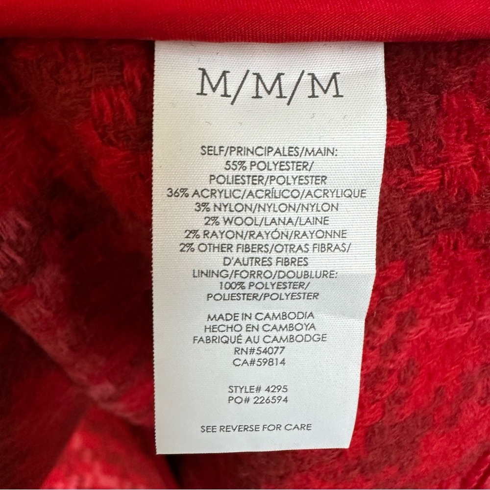 CAbi Red Check Evita Coat Jacket, Style #4295, Size M - Picture 6 of 10